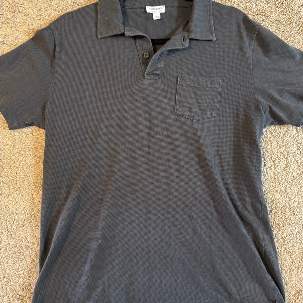 Sunspel England Pocket Polo Shirt – Large – Charcoal Grey – Made in Portugal